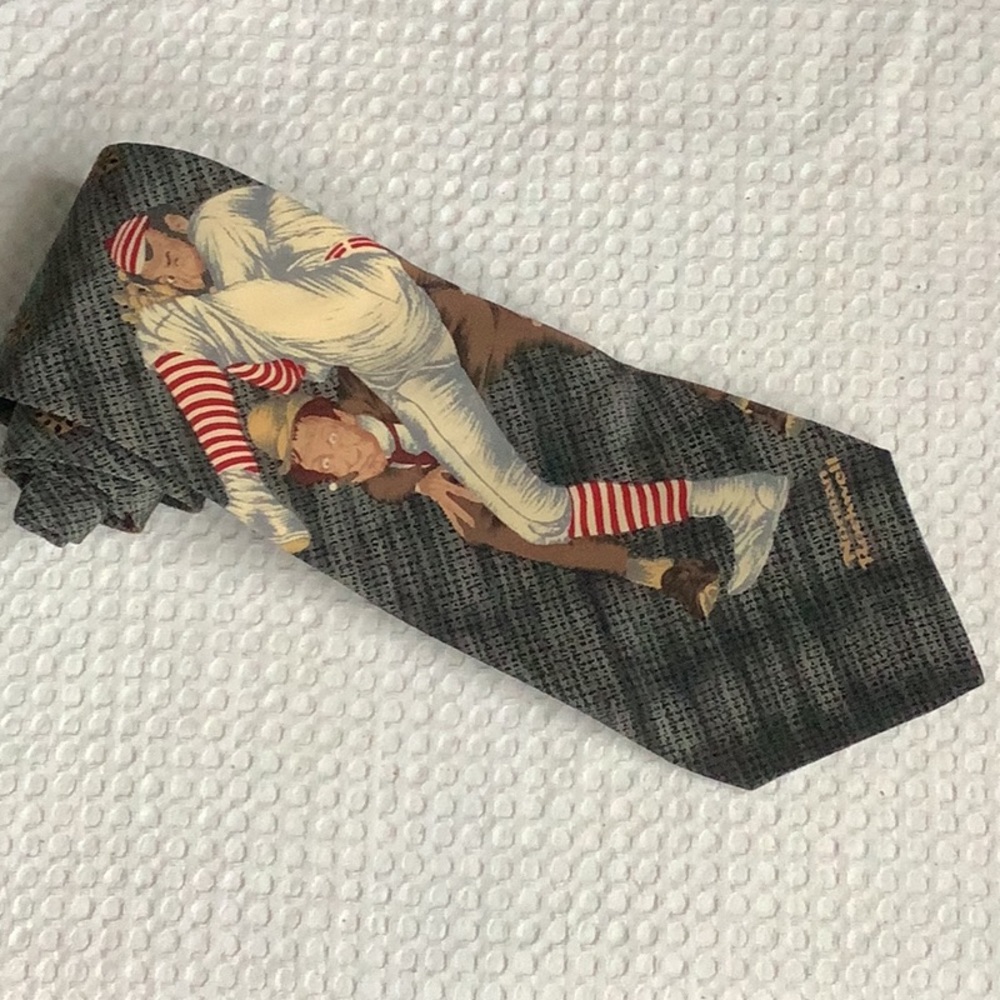 Norman Rockwell Vintage Baseball Theme Silk Neck Tie